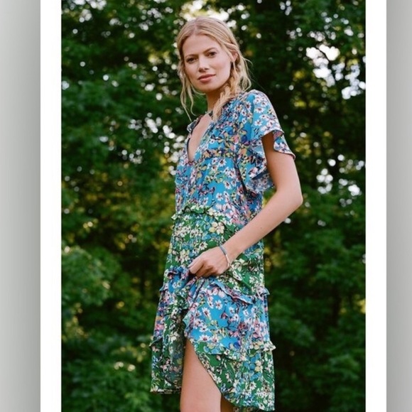 Anthropologie robin floral tiered mini dress size XS - Picture 2 of 6